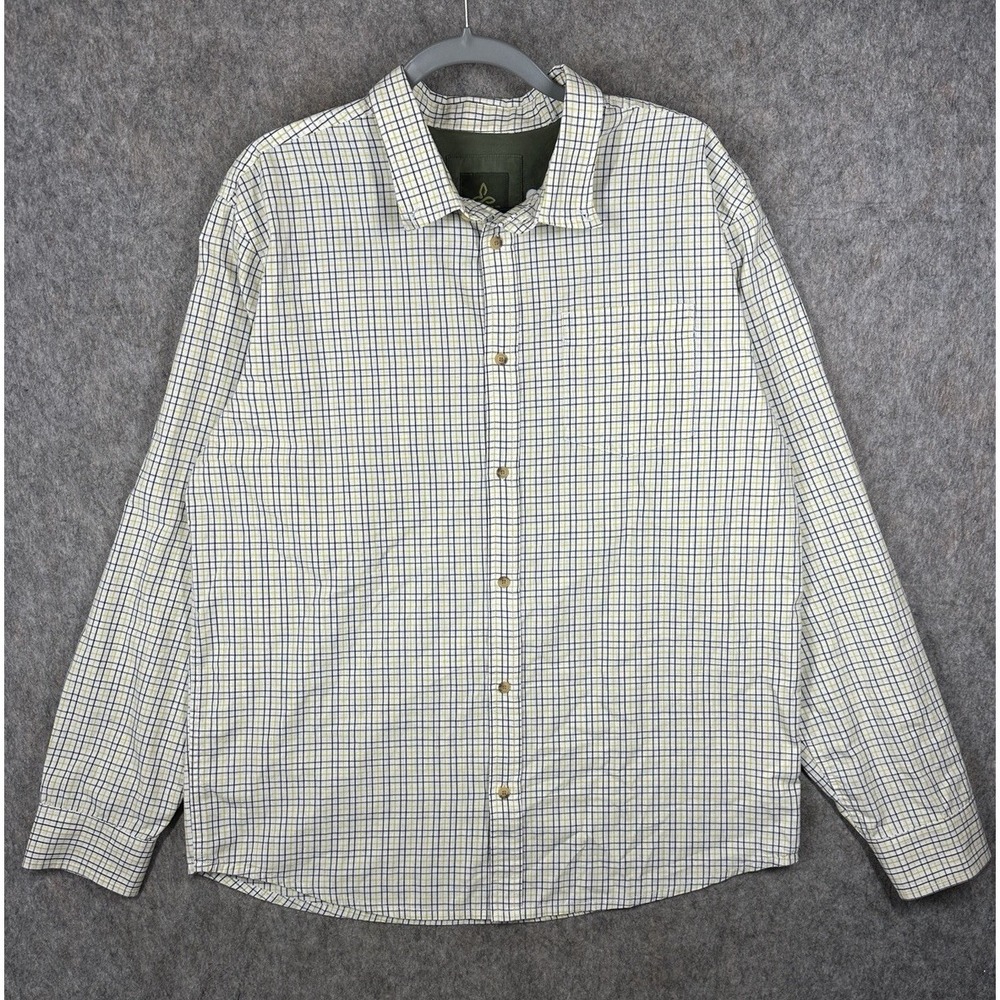 prAna Mens XL Plaid Long Sleeve Button Down Shirt Organic Cotton M21181352